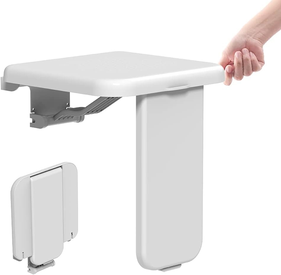 Opvouwbaar Douchezitje met Steunpoot - Wit | 30% Korting