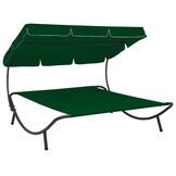 vidaXL Loungebed met luifel groen