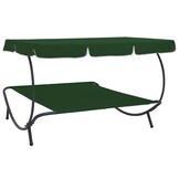 vidaXL Loungebed met luifel groen