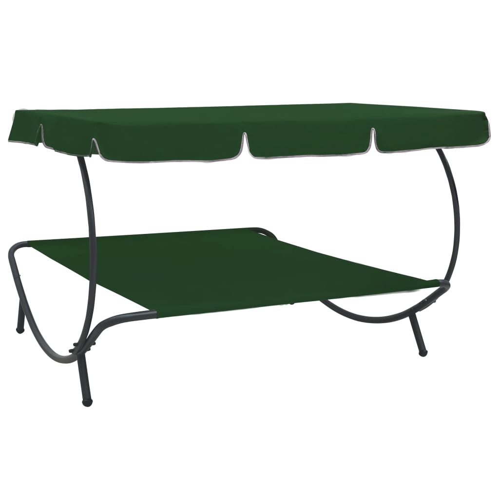 vidaXL Loungebed met luifel groen