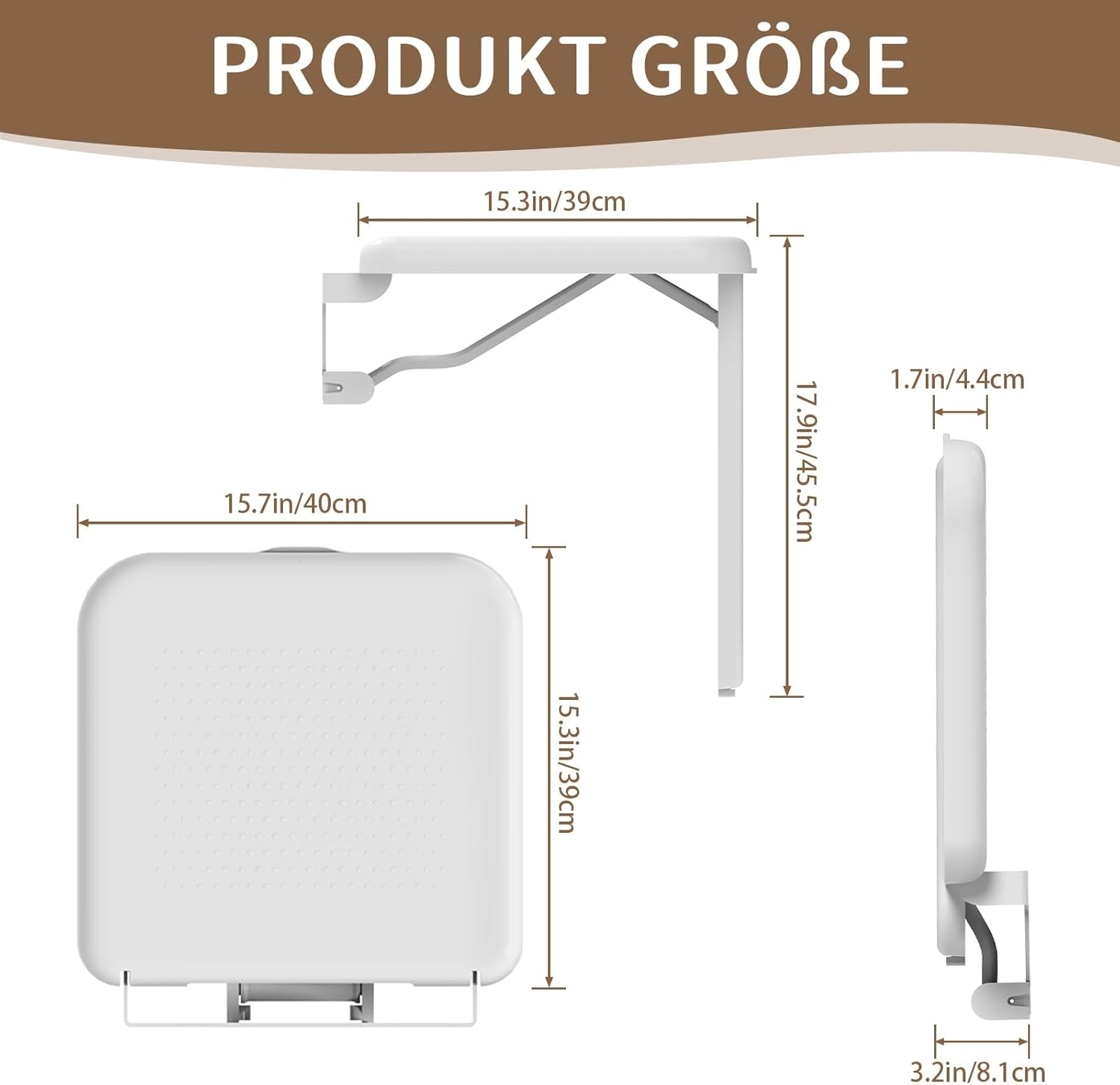 Opvouwbaar Douchezitje met Steunpoot - Wit | 30% Korting
