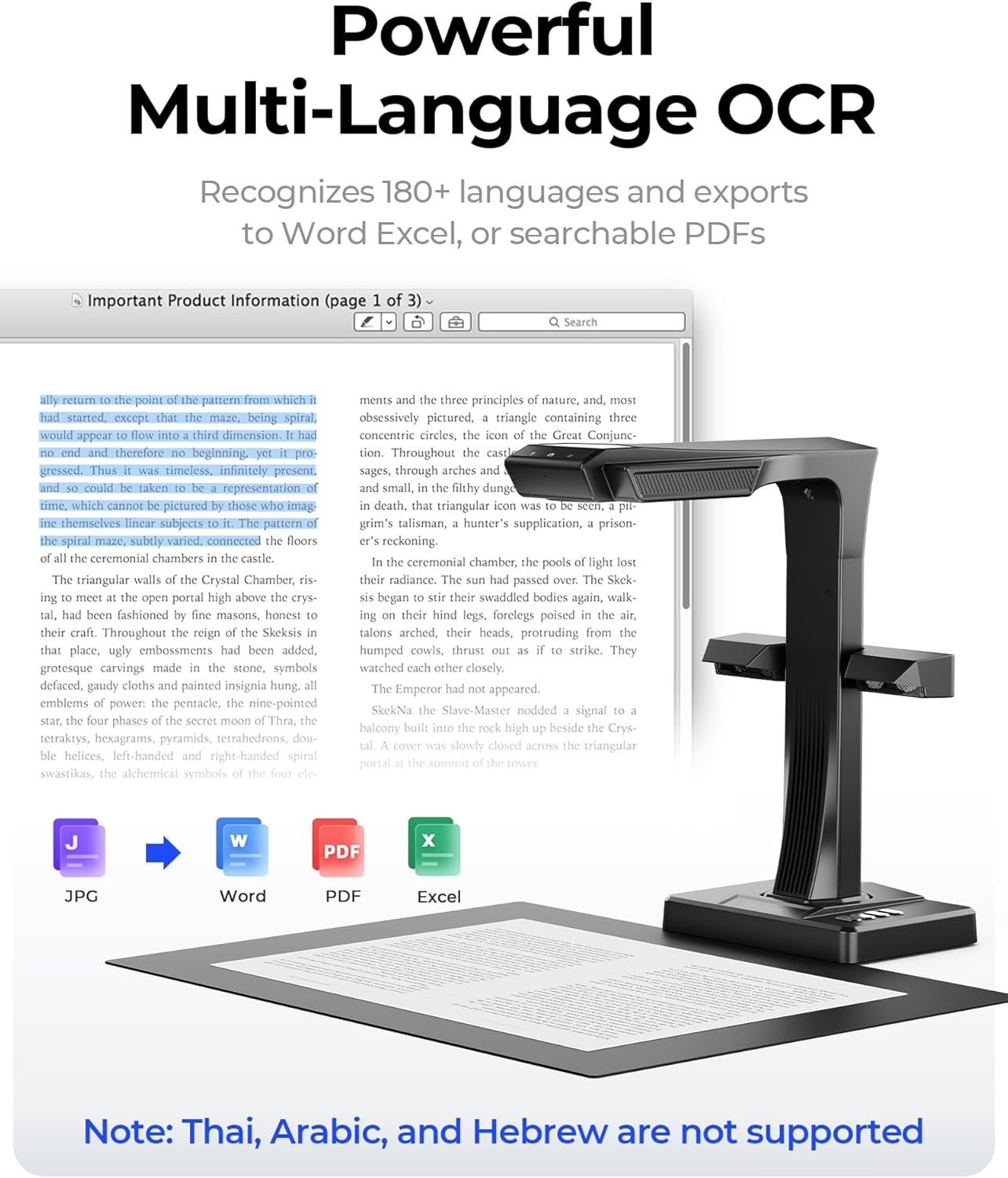 CZUR ET Max 38MP boekscanner, 410DPI documentscanner, compatibel voor Windows, macOS en Linux, ondersteuning 4k HDMI