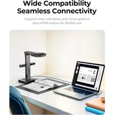 CZUR ET Max 38MP boekscanner, 410DPI documentscanner, compatibel voor Windows, macOS en Linux, ondersteuning 4k HDMI