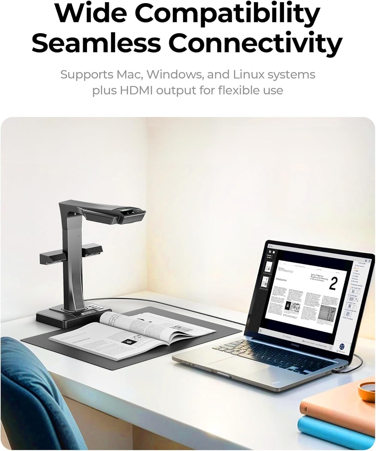 CZUR ET Max 38MP boekscanner, 410DPI documentscanner, compatibel voor Windows, macOS en Linux, ondersteuning 4k HDMI