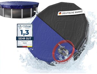Planenfux® Poolafdekking rond 500 cm (voor Ø 460-500 cm bassins) | 2-in-1 zwembadplane van 200 g/m² PE materiaal | Zomer & winterplane zwembad | UV-resistente zonneplane afdekplane | Ø560cm ronde - Maat 560 cm (Rond)