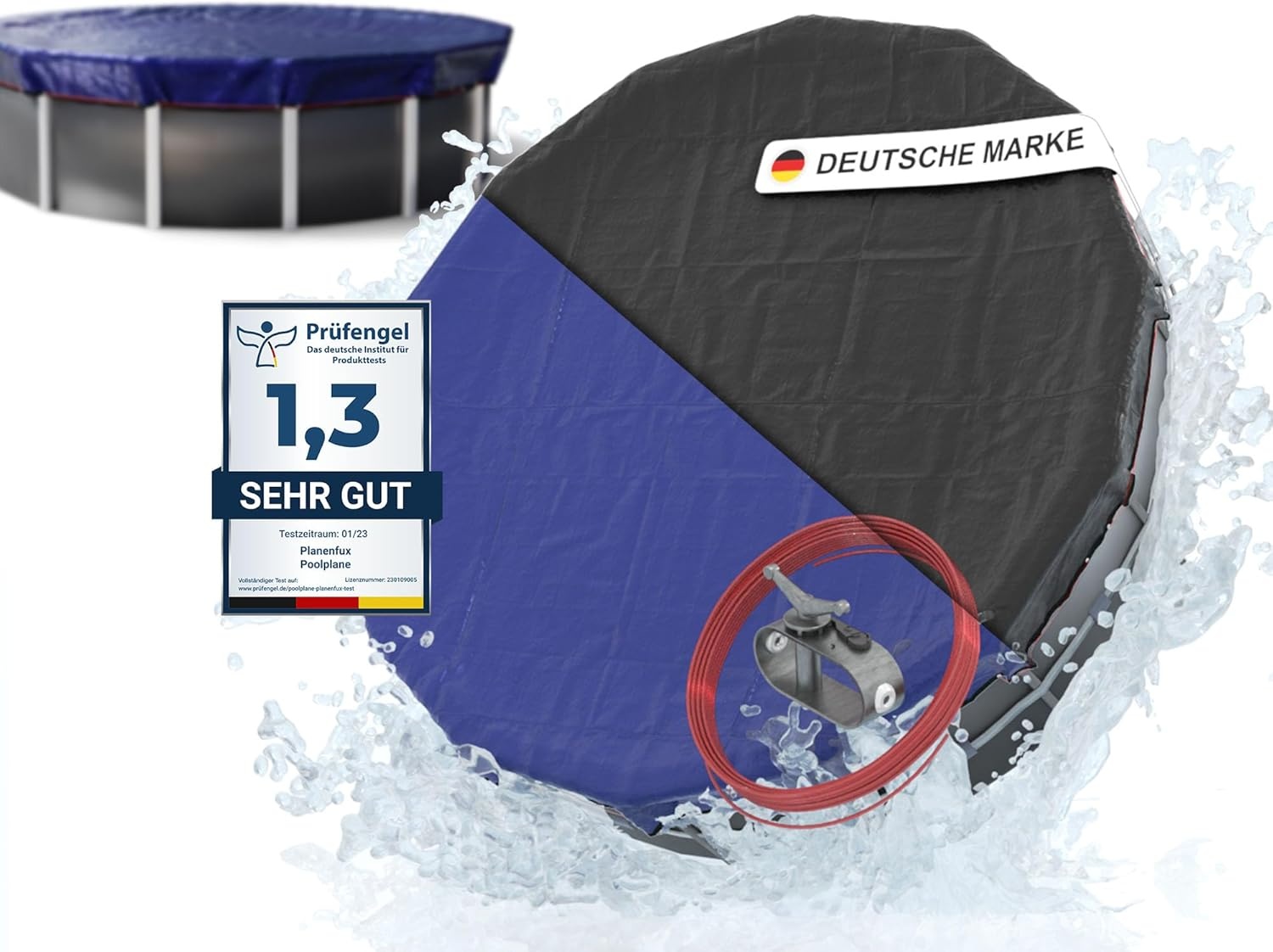 Planenfux® Poolafdekking rond 500 cm (voor Ø 460-500 cm bassins) | 2-in-1 zwembadplane van 200 g/m² PE materiaal | Zomer & winterplane zwembad | UV-resistente zonneplane afdekplane | Ø560cm ronde - Maat 560 cm (Rond)