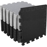 36x Fitness Bodem Puzzlematten 31x31cm Zwart & Grijs - 10mm Dikke Valbescherming