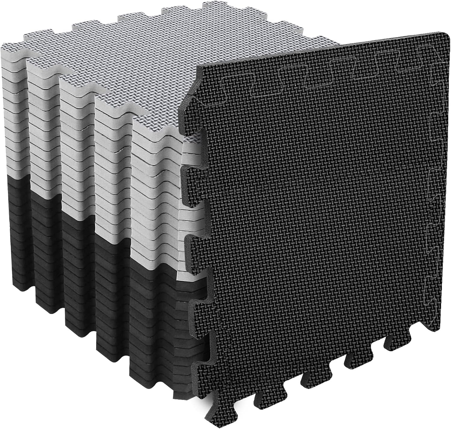 36x Fitness Bodem Puzzlematten 31x31cm Zwart & Grijs - 10mm Dikke Valbescherming