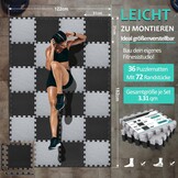 36x Fitness Bodem Puzzlematten 31x31cm Zwart & Grijs - 10mm Dikke Valbescherming
