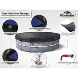 Planenfux® Poolafdekking rond 500 cm (voor Ø 460-500 cm bassins) | 2-in-1 zwembadplane van 200 g/m² PE materiaal | Zomer & winterplane zwembad | UV-resistente zonneplane afdekplane | Ø560cm ronde - Maat 560 cm (Rond)