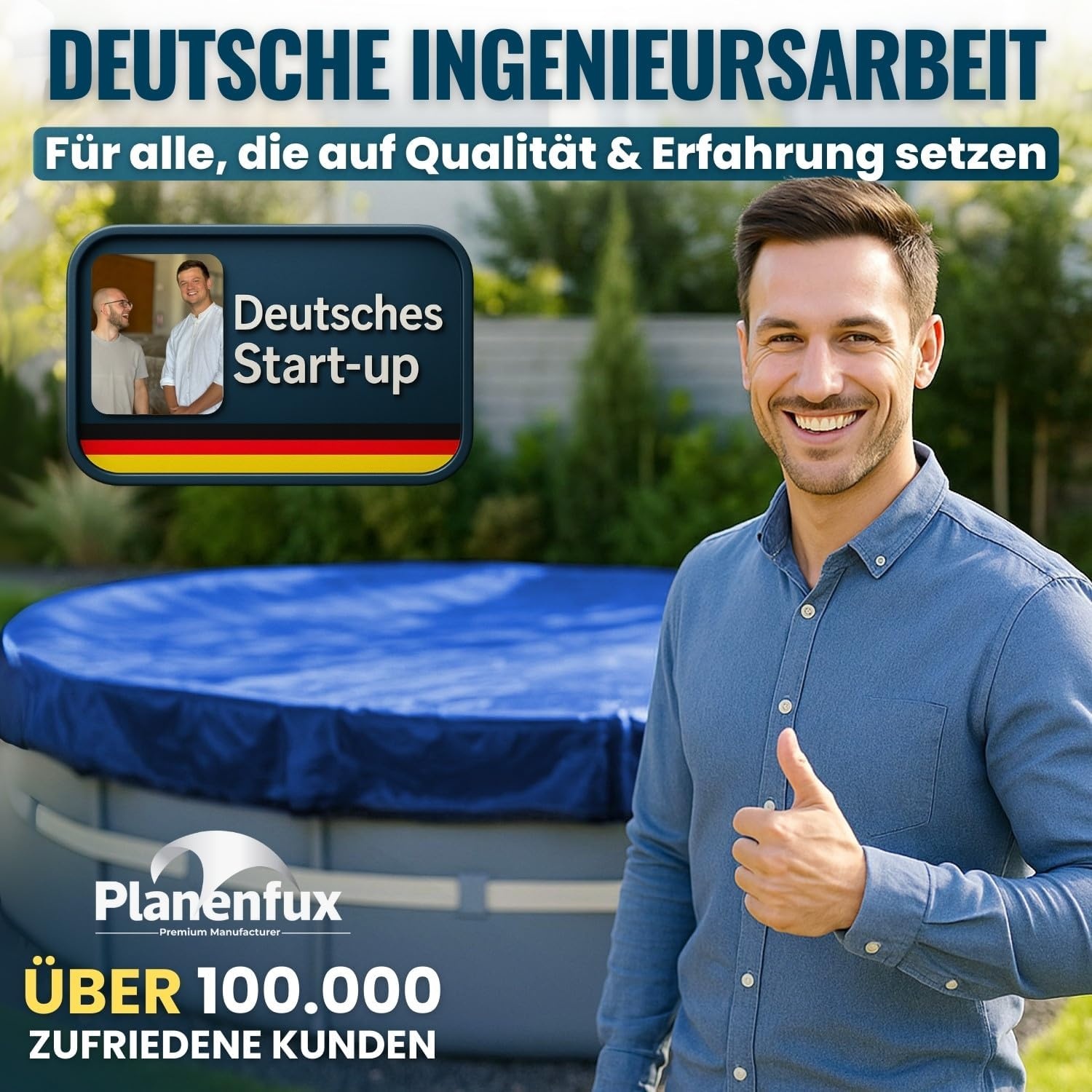 Planenfux® Poolafdekking rond 500 cm (voor Ø 460-500 cm bassins) | 2-in-1 zwembadplane van 200 g/m² PE materiaal | Zomer & winterplane zwembad | UV-resistente zonneplane afdekplane | Ø560cm ronde - Maat 560 cm (Rond)