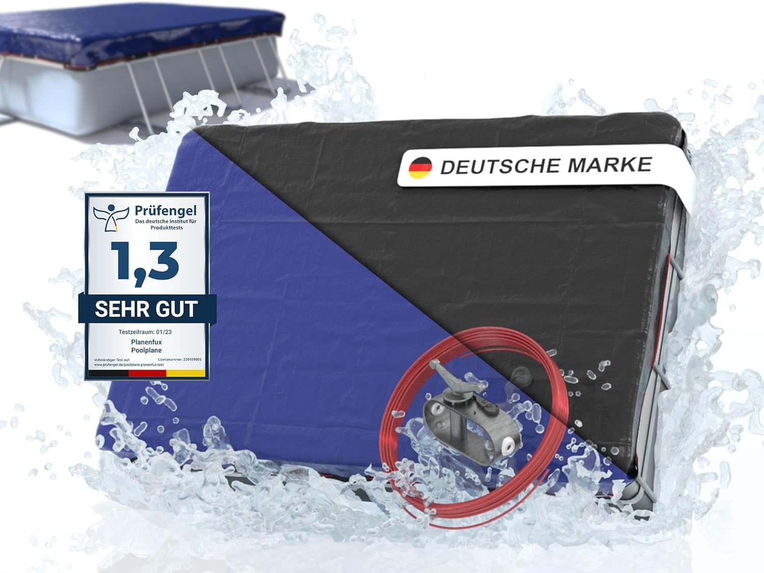 Planenfux® Poolafdekking rond 500 cm (voor Ø 460-500 cm bassins) | 2-in-1 zwembadplane van 200 g/m² PE materiaal | Zomer & winterplane zwembad | UV-resistente zonneplane afdekplane | Ø560cm ronde - Maat 560 cm (Rond)