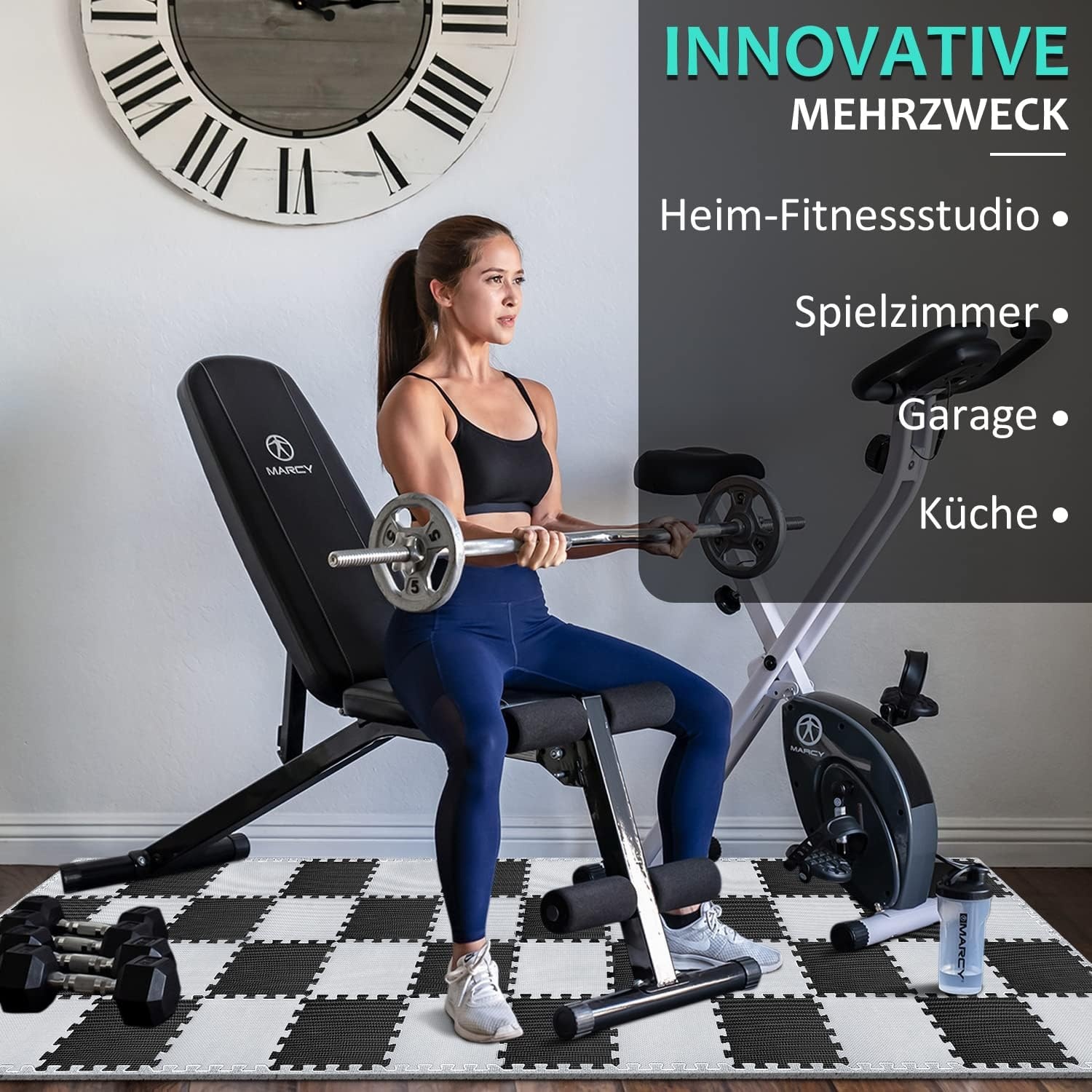 36x Fitness Bodem Puzzlematten 31x31cm Zwart & Grijs - 10mm Dikke Valbescherming