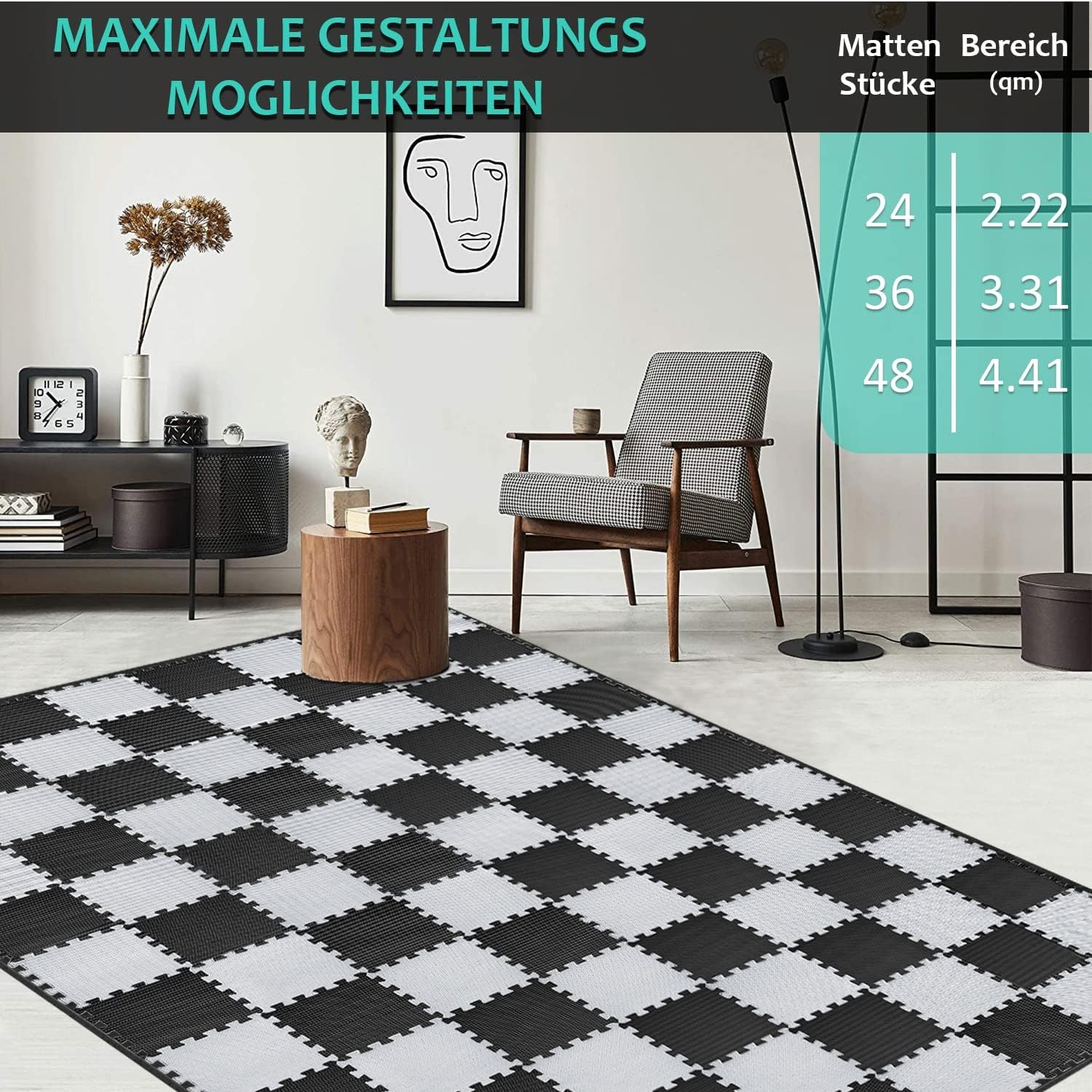 36x Fitness Bodem Puzzlematten 31x31cm Zwart & Grijs - 10mm Dikke Valbescherming