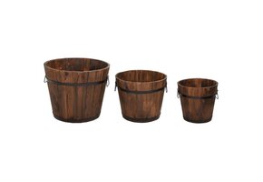 vidaXL Houten Plantenemmer Set - 3-delig, Massief Vurenhout - Nu 34% Korting!