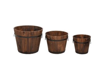 vidaXL Plantenbakset houten emmer 3-delig massief vurenhout