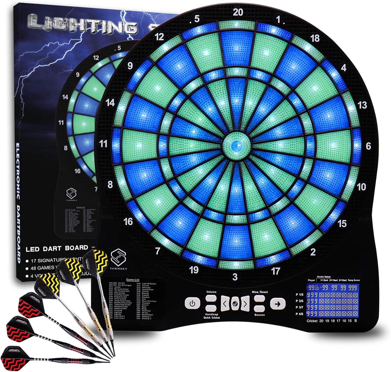 Elektronisch Dartbord met LED Verlichte Cijfers - Professioneel E Dartbord, 6 Soft Darts Inbegrepen