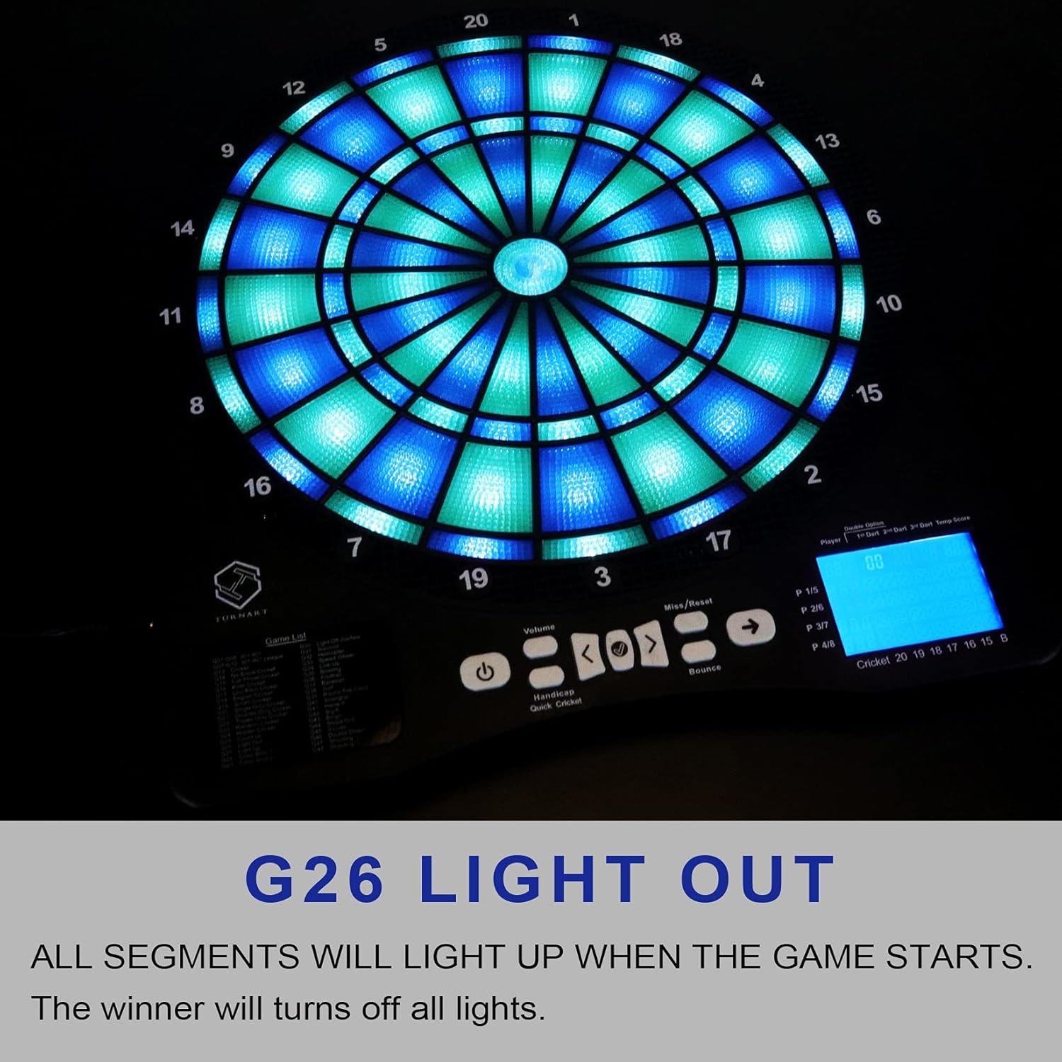 Elektronisch Dartbord met LED Verlichte Cijfers - Professioneel E Dartbord, 6 Soft Darts Inbegrepen