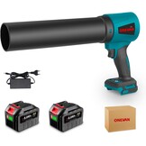 ONEVAN Turbo Blower Accu, 648 km/u Borstelloze Turbo Fan Luchtblazer met 2 6.0 Ah Accu's en Oplader, Blaasvermogen 2 KG, Elektrische Handblazer, Blazen van Bladeren, Sneeuw, Grind