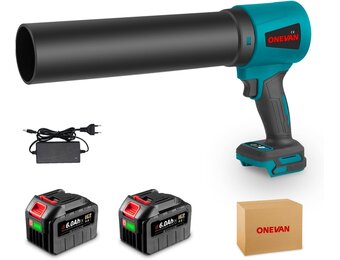 ONEVAN Turbo Blower Accu, 648 km/u Borstelloze Turbo Fan Luchtblazer met 2 6.0 Ah Accu's en Oplader, Blaasvermogen 2 KG, Elektrische Handblazer, Blazen van Bladeren, Sneeuw, Grind