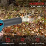 ONEVAN Turbo Blower Accu, 648 km/u Borstelloze Turbo Fan Luchtblazer met 2 6.0 Ah Accu's en Oplader, Blaasvermogen 2 KG, Elektrische Handblazer, Blazen van Bladeren, Sneeuw, Grind