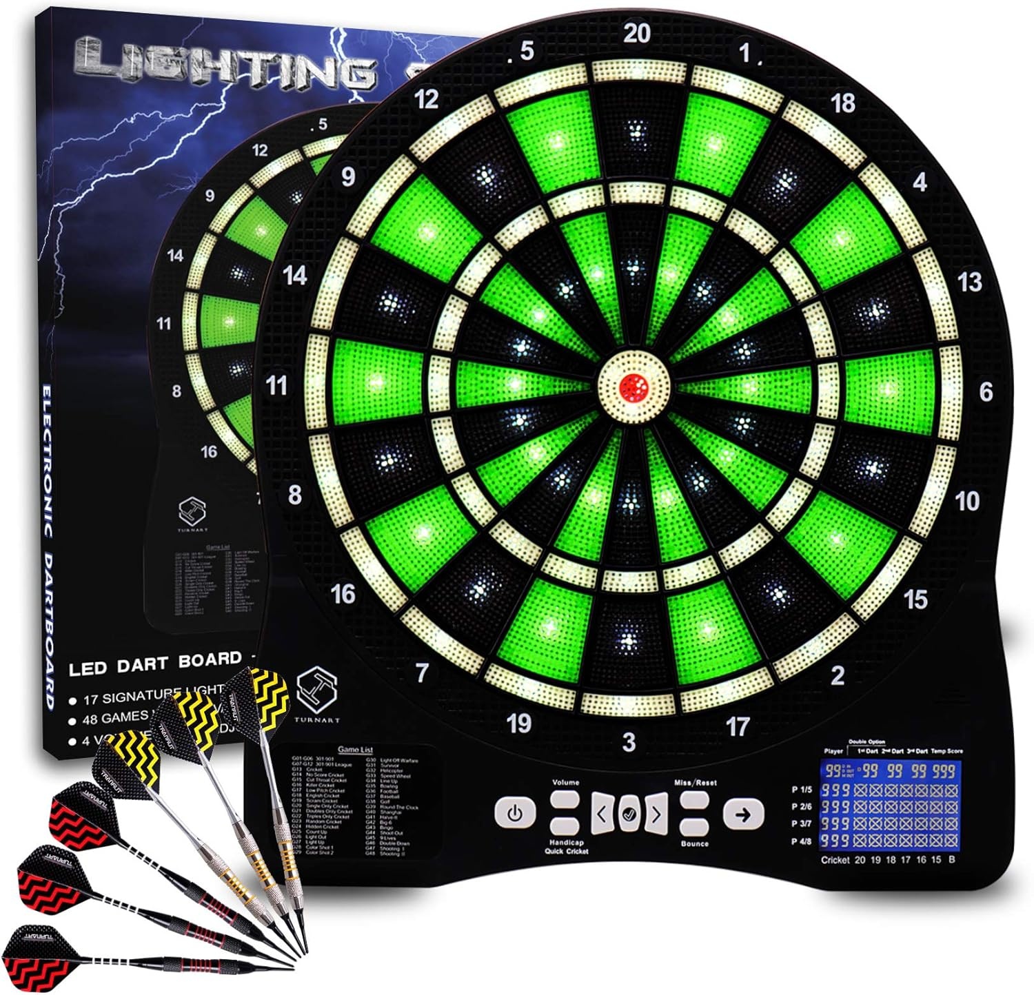 Elektronisch Dartbord met LED Verlichte Cijfers - Professioneel E Dartbord, 6 Soft Darts Inbegrepen