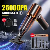 Handstofzuiger met accu, 25000 PA autostofzuiger, accu, handstofzuiger, draadloos, 3 versnellingen, 220.000 omw/min, elektrische stofventilator, perslucht voor auto, keuken, bank, kantoor