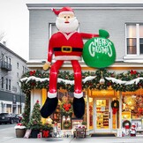 450 cm kerstman klimt met geschenken aan de muur, grote kerstdecoratie