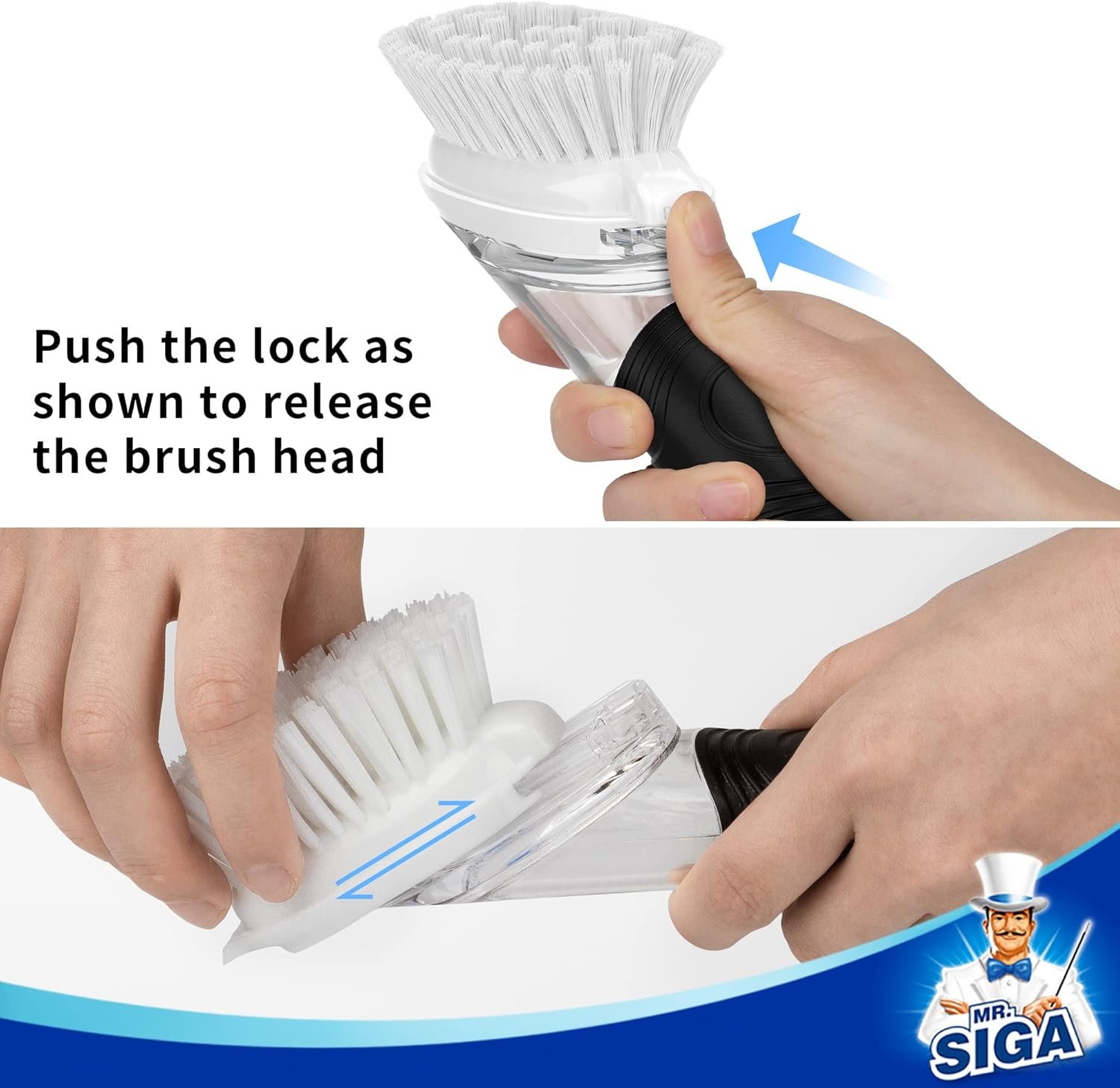 MR.SIGA Zeep Dispensing Dish Brush Opbergset, Keukenborstel met Houder voor Pannen Gootsteen Schoonmaken
