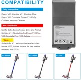 LabTEC V11 Li-ion reserveaccu voor Dyson V11 (Screw in type), 25,2 V 3900 mAh batterij voor Dyson SV14 Absolute Complete Fluffy Cordless stofzuiger met led (niet voor Button Style)