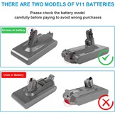 LabTEC V11 Li-ion reserveaccu voor Dyson V11 (Screw in type), 25,2 V 3900 mAh batterij voor Dyson SV14 Absolute Complete Fluffy Cordless stofzuiger met led (niet voor Button Style)
