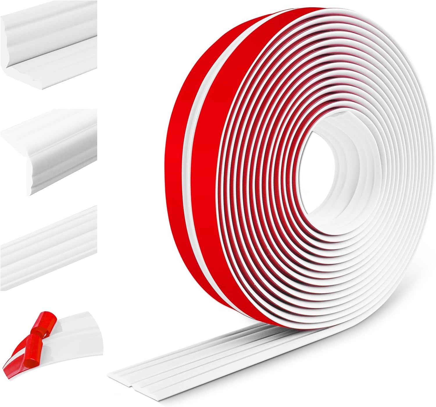Flexibele sierlijsten, zelfklevend, randbescherming, wandhoeklijst, zachte plint voor muren, vloeren, hoekbescherming (60 mm x 3 m, wit)