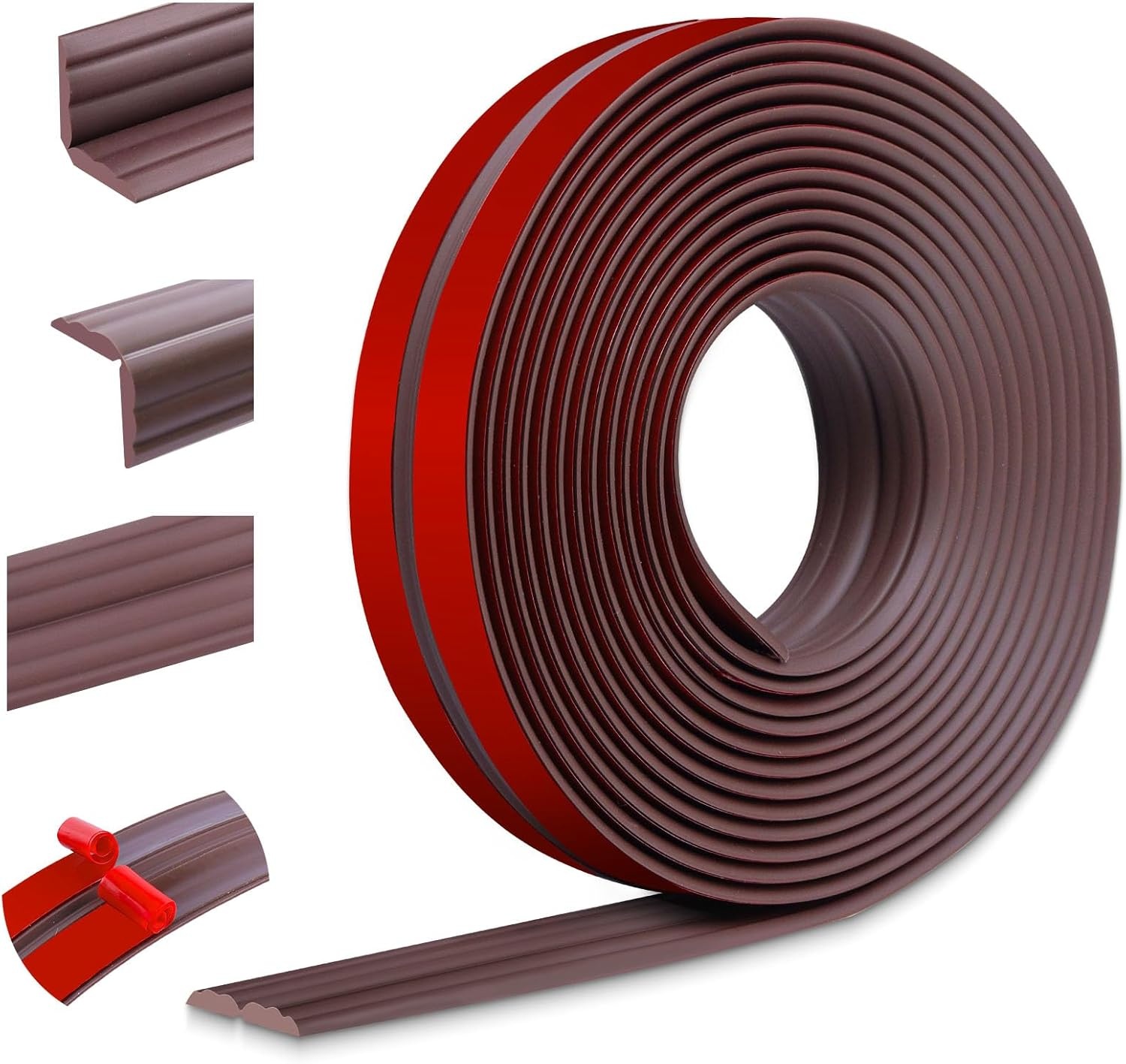 Flexibele sierlijsten, zelfklevend, randbescherming, wandhoeklijst, zachte plint voor muren, vloeren, hoekbescherming (60 mm x 3 m, wit)