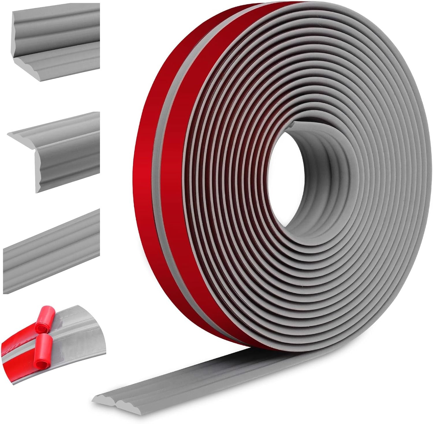 Flexibele sierlijsten, zelfklevend, randbescherming, wandhoeklijst, zachte plint voor muren, vloeren, hoekbescherming (60 mm x 3 m, wit)