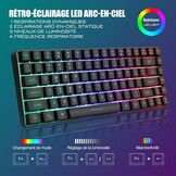 RedThunder K84 Combo USB-toetsenbord en muis, draadloos, gamer, Franse AZERTY, oplaadbare RGB-batterij met achtergrondverlichting, 75% TKL-toetsenbord en lichte optische muis van honingraat 3200 dpi