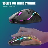 RedThunder K84 Combo USB-toetsenbord en muis, draadloos, gamer, Franse AZERTY, oplaadbare RGB-batterij met achtergrondverlichting, 75% TKL-toetsenbord en lichte optische muis van honingraat 3200 dpi