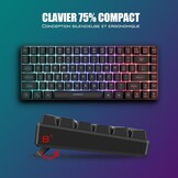 RedThunder K84 Combo USB-toetsenbord en muis, draadloos, gamer, Franse AZERTY, oplaadbare RGB-batterij met achtergrondverlichting, 75% TKL-toetsenbord en lichte optische muis van honingraat 3200 dpi