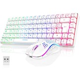 RedThunder K84 Combo USB-toetsenbord en muis, draadloos, gamer, Franse AZERTY, oplaadbare RGB-batterij met achtergrondverlichting, 75% TKL-toetsenbord en lichte optische muis van honingraat 3200 dpi