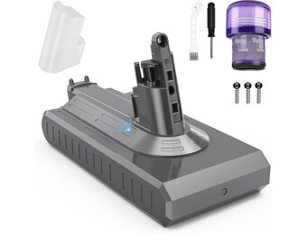 LabTEC V11 25,2 V 3900 mAh Li-ion reserveaccu voor Dyson V11 (schroeftype) SV14 Absolute draadloze stofzuiger, compleet met deksel, filter, borstel en schroef (niet geschikt voor knopstijl)