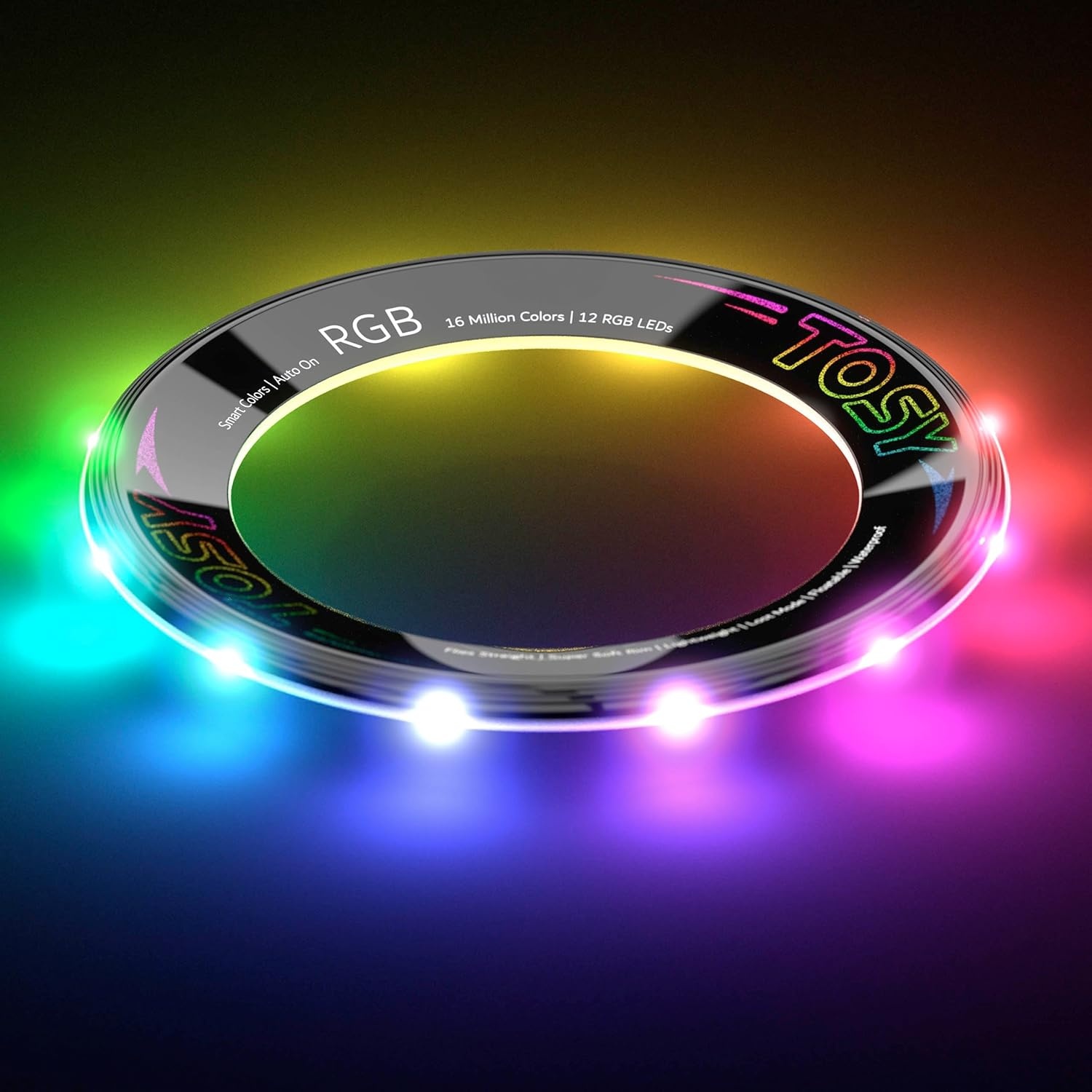 TOSY Flying Ring - 16 miljoen kleuren RGB of 12 LED, superhelder, verloren modus, automatisch oplichtend, veilig, waterdicht, lichtgewicht frisbee, verjaardags- en kerstcadeau voor jongen/meisje/kind