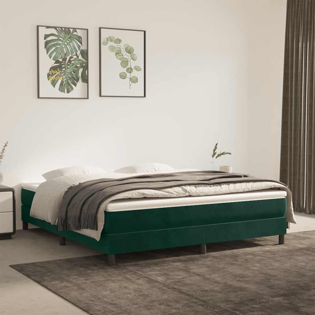 vidaXL Bedframe zonder matras 160x200 cm fluweel donkergroen