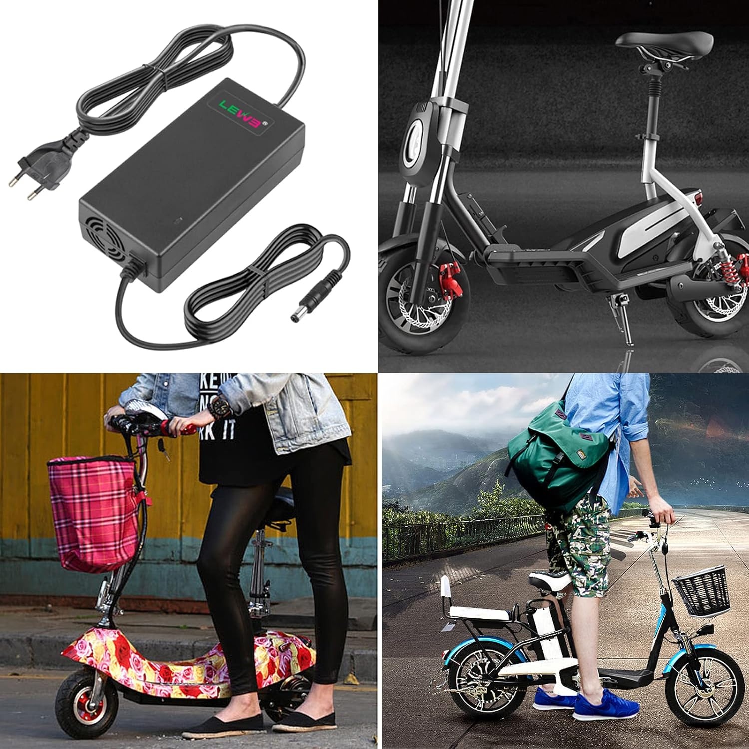 Labtec 54,6 V 48 V 2 A lader oplaadkabel voor 48 V 2 A 13S Li-on accu's e-bike elektrische fiets Pedelec hoverboard zelfbalancerende scooter voeding, 5,5 x 2,1 mm