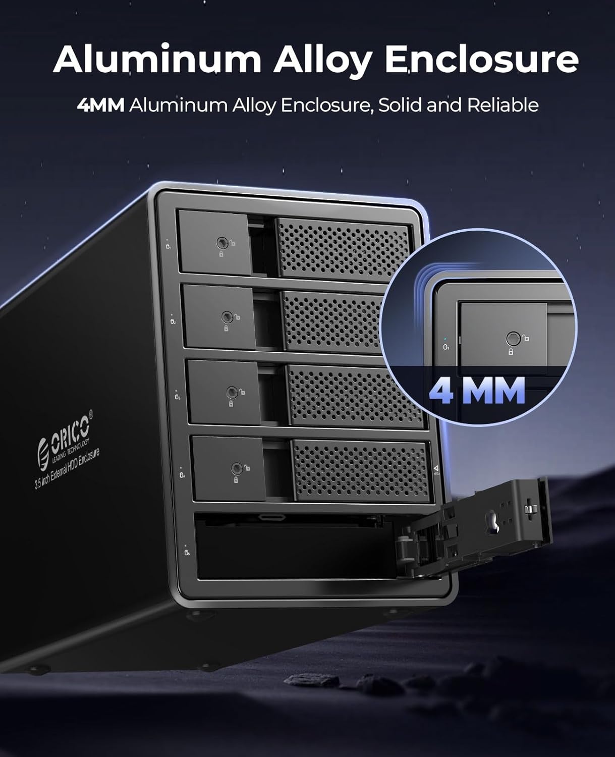ORICO RAID 5 Bay harde-schijfbehuizing, USB 3.0 naar SATA externe HDD-behuizing voor 3,5 inch HDD/SSD harde schijven, ondersteunt RAID 0/1/3/5/10, Max 80 TB (9558RU3)