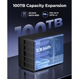 ORICO RAID 5 Bay harde-schijfbehuizing, USB 3.0 naar SATA externe HDD-behuizing voor 3,5 inch HDD/SSD harde schijven, ondersteunt RAID 0/1/3/5/10, Max 80 TB (9558RU3)