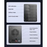 ORICO RAID 5 Bay harde-schijfbehuizing, USB 3.0 naar SATA externe HDD-behuizing voor 3,5 inch HDD/SSD harde schijven, ondersteunt RAID 0/1/3/5/10, Max 80 TB (9558RU3)