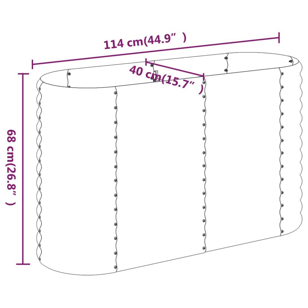 vidaXL Plantenbak 114x40x68 cm gepoedercoat staal antracietkleurig