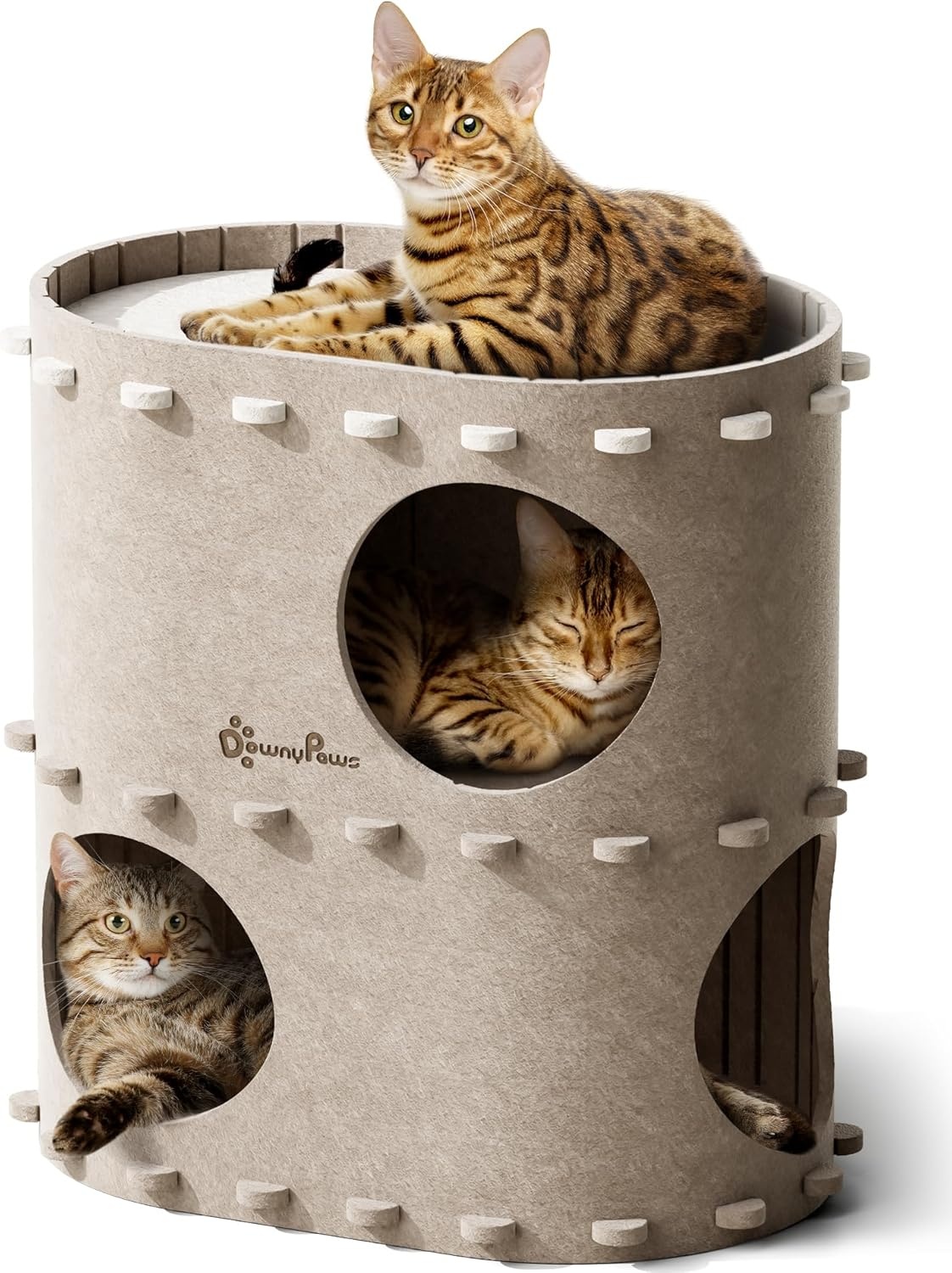 Kattenhuis Kasteel Vilt Beige - 2 Verdiepingen - 50x33x50 cm - 29% Korting