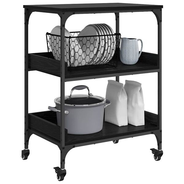 Keuken Trolley Zwart Eiken (34% Korting) - Bewerkt Hout