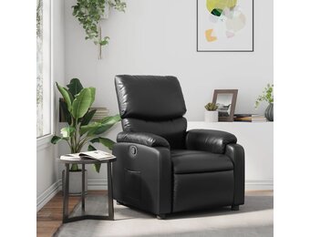 Zwarte Kunstleren Verstelbare Fauteuil - 35% Korting