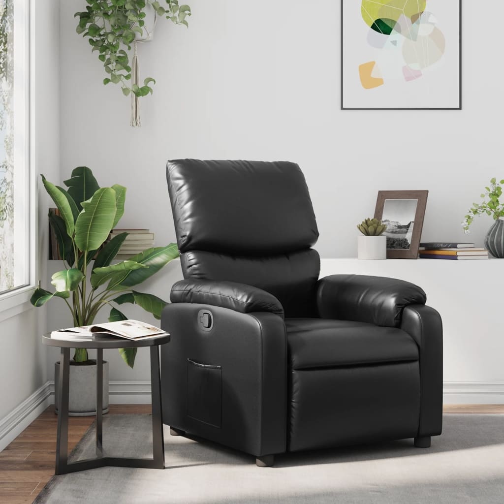 Zwarte Kunstleren Verstelbare Fauteuil - 35% Korting